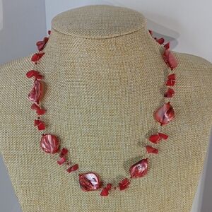 Source Unknown Red and Pink Necklace